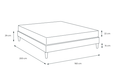 Pack lit complet 160x200 cm - Matelas + Sommier Noir + 2 oreillers + Couette - Lancaster