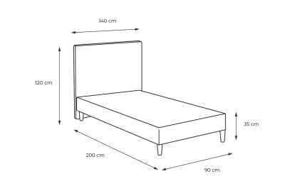 Lit 90x200 cm - Sommier tapissier H35 cm + tête de lit à lignes - Tissu Velours Vert