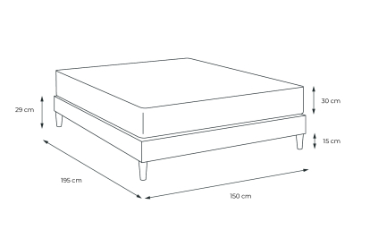 Ensemble Matelas Sommier 150x195 cm - Sommier Blanc (en kit) - Buckingham