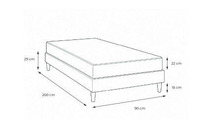 Ensemble Matelas Sommier 90x200 cm - Sommier Blanc (déjà monté) - Lancaster