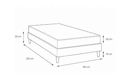 Ensemble Matelas Sommier 120x210 cm - Sommier Noir (en kit) - Nottingham
