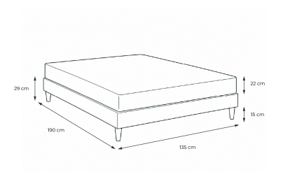 Ensemble Matelas Sommier 135x190 cm - Sommier Noir (en kit) - Lancaster