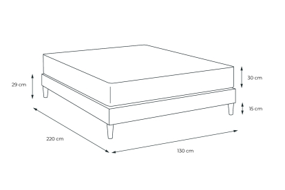 Ensemble Matelas Sommier 130x220 cm - Sommier Noir (en kit) - Buckingham