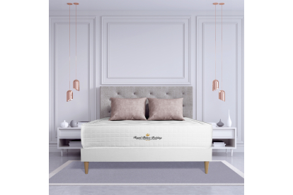 Ensemble Matelas Sommier 160x200 cm - Sommier Blanc (déjà monté) - Buckingham