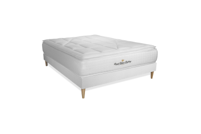 Pack lit complet 200x200 cm - Matelas + Sommier Blanc (en kit) + 2 oreillers + Couette - George V