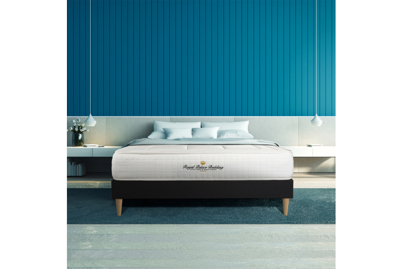 Ensemble Matelas Sommier 160x200 cm - Sommier Noir (déjà monté) - Balmoral