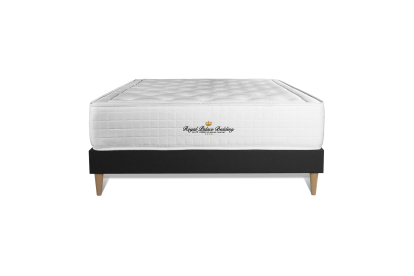 Ensemble Matelas Sommier 140x190 cm - Sommier Noir (déjà monté) - Buckingham