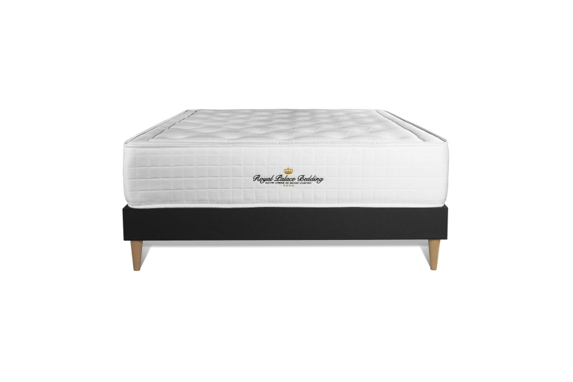 Ensemble Matelas Sommier 140x190 cm - Sommier Noir (déjà monté) - Buckingham
