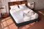 Pack lit complet 140x190 cm - Matelas + Sommier Noir (en kit) + 2 oreillers + Couette - Lancaster