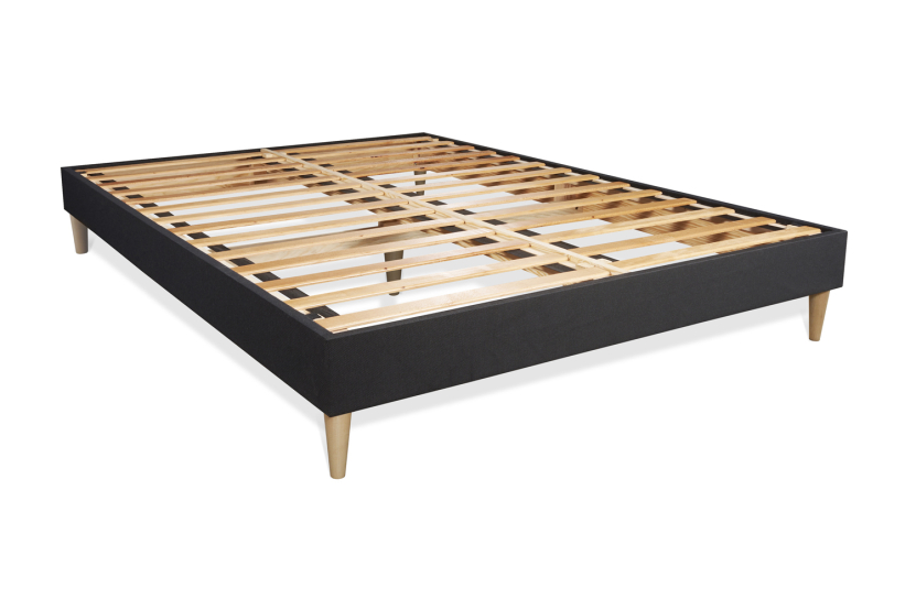 Ensemble Matelas Sommier 140x190 cm - Sommier Noir (en kit) - Nottingham