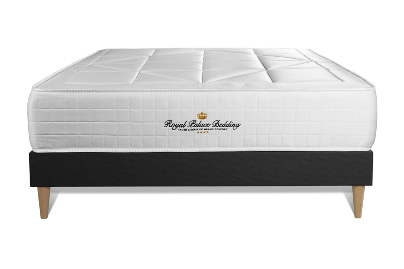 Ensemble Matelas Sommier 140x210 cm - Sommier Noir (en kit) - Windsor