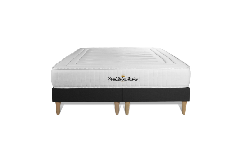Pack lit complet 200x200 cm - Matelas + Sommier Noir + 2 oreillers + Couette - Lancaster