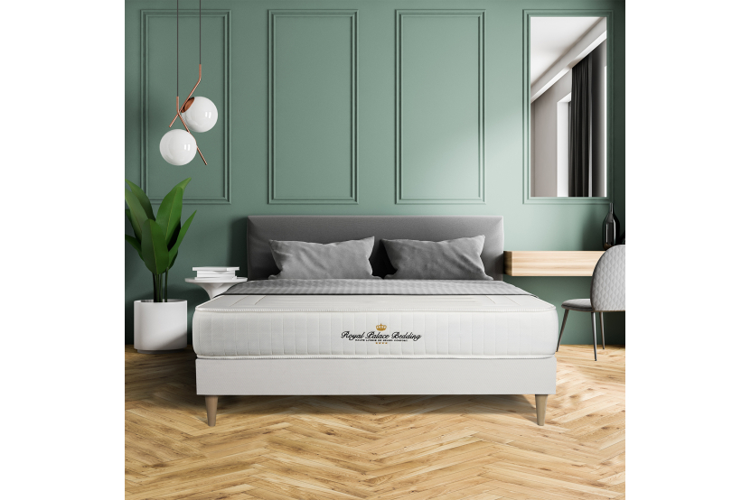 Ensemble Matelas Sommier 140x200 cm - Sommier Blanc (déjà monté) - Lancaster