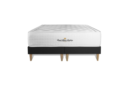 Pack lit complet 160x200 cm - Matelas + 2 Sommiers noirs + 2 oreillers + Couette - Buckingham