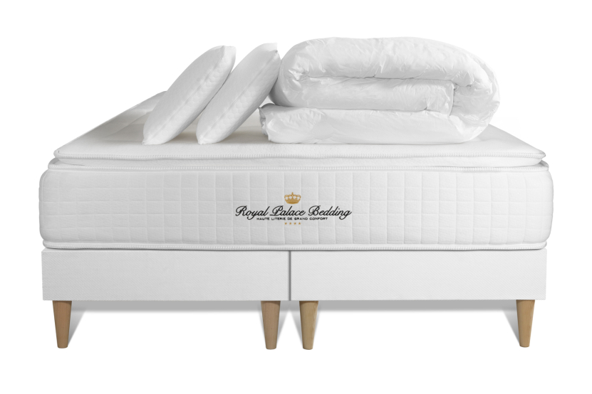 Pack lit complet 160x200 cm - Matelas + 2 Sommiers Blancs + 2 oreillers + Couette - George V