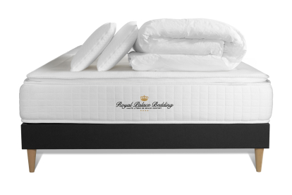 Pack lit complet 140x190 cm - Matelas + Sommier Noir + 2 oreillers + Couette - George V
