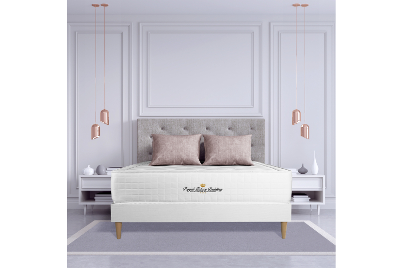 Ensemble Matelas Sommier 140x200 cm - Sommier Blanc (déjà monté) - Buckingham