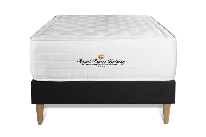 Ensemble Matelas Sommier 90x190 cm - Sommier Noir (en kit) - Buckingham