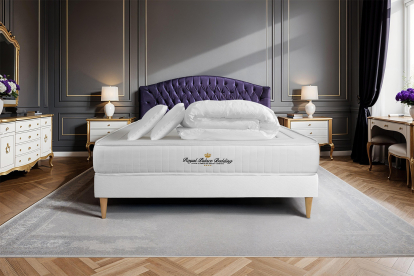 Pack lit complet 140x190 cm - Matelas + Sommier Blanc + 2 oreillers + Couette - Nottingham