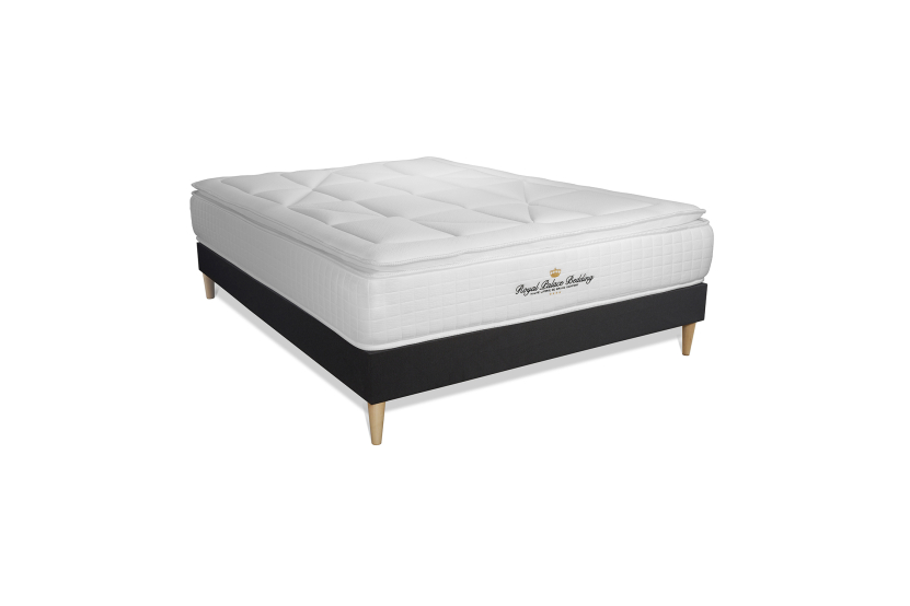 Pack lit complet 180x200 cm - Matelas + 2 Sommiers noirs + 2 oreillers + Couette - George V
