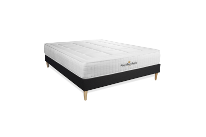 Ensemble Matelas Sommier 135x220 cm - Sommier Noir (en kit) - Balmoral