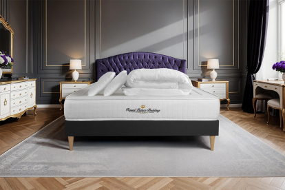 Pack lit complet 160x200 cm - Matelas + Sommier Noir (en kit) + 2 oreillers + Couette - Nottingham
