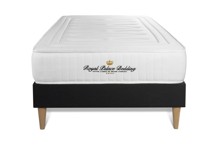 Ensemble Matelas Sommier 90x190 cm - Sommier Noir (déjà monté) - Lancaster