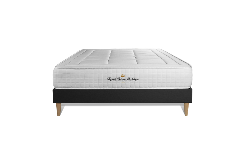 Ensemble Matelas Sommier 160x200 cm - Sommier Noir (déjà monté) - Balmoral