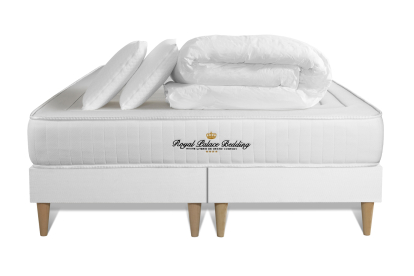 Pack lit complet 180x200 cm - Matelas + 2 Sommiers Blancs + 2 oreillers + Couette - Lancaster