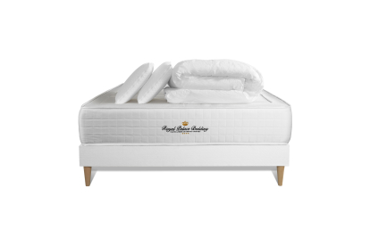 Pack lit complet 140x200 cm - Matelas + Sommier Blanc + 2 oreillers + Couette - Windsor