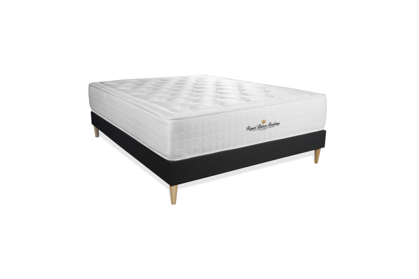 Ensemble Matelas Sommier 140x190 cm - Sommier Noir (déjà monté) - Buckingham