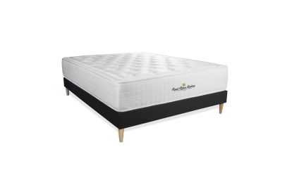Ensemble Matelas Sommier 140x200 cm - Sommier Noir (en kit) - Buckingham
