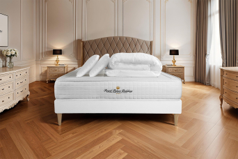 Pack lit complet 140x200 cm - Matelas + Sommier Blanc (en kit) + 2 oreillers + Couette - Balmoral