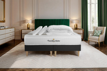 Pack lit complet 200x200 cm - Matelas + Sommier Noir + 2 oreillers + Couette - Lancaster
